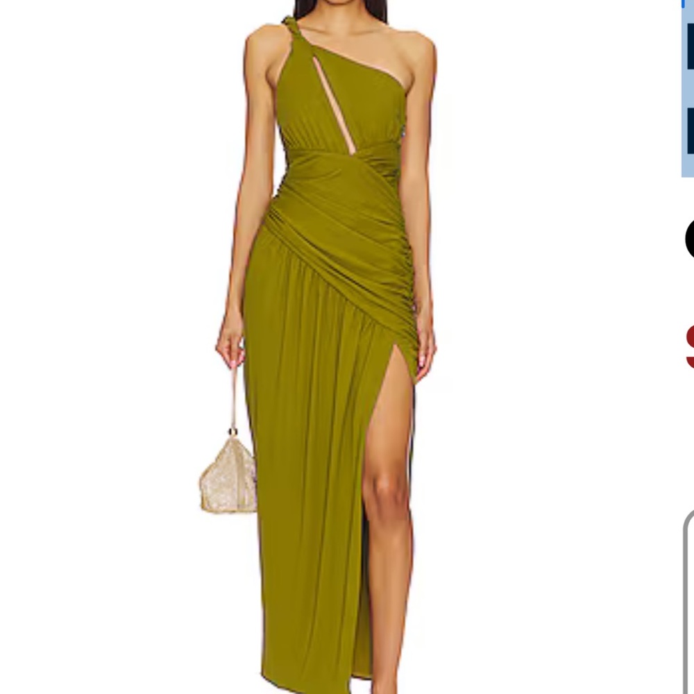 Nala Draped Asym Midi Dress in Moss
NICHOLAS